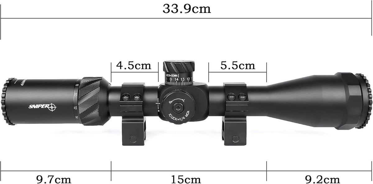 4-14x44 FFP Rifle Scope 30mm Tube with Red/Green Illuminated MOA Reticle S2589