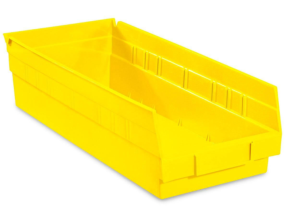 Plastic Shelf Bins, Yellow, Carton of 20 Q2923