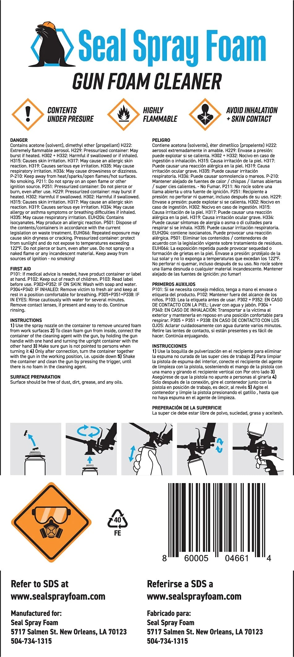Polyurethane Adhesive with Seal Spray Gun and Cleaner J933675