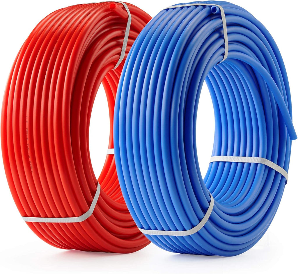 2 Rolls of 300ft PEX-B Coil Hose, Red+Blue Y7147