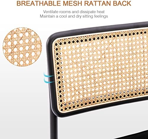 Black Velvet Counter Height Barstools Set of 2 with Natural Cane Mesh N768