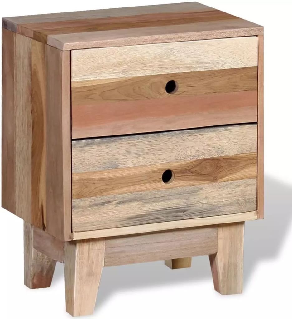 Solid Reclaimed Wood Bedside Cabinet Nightstand Chest I4317