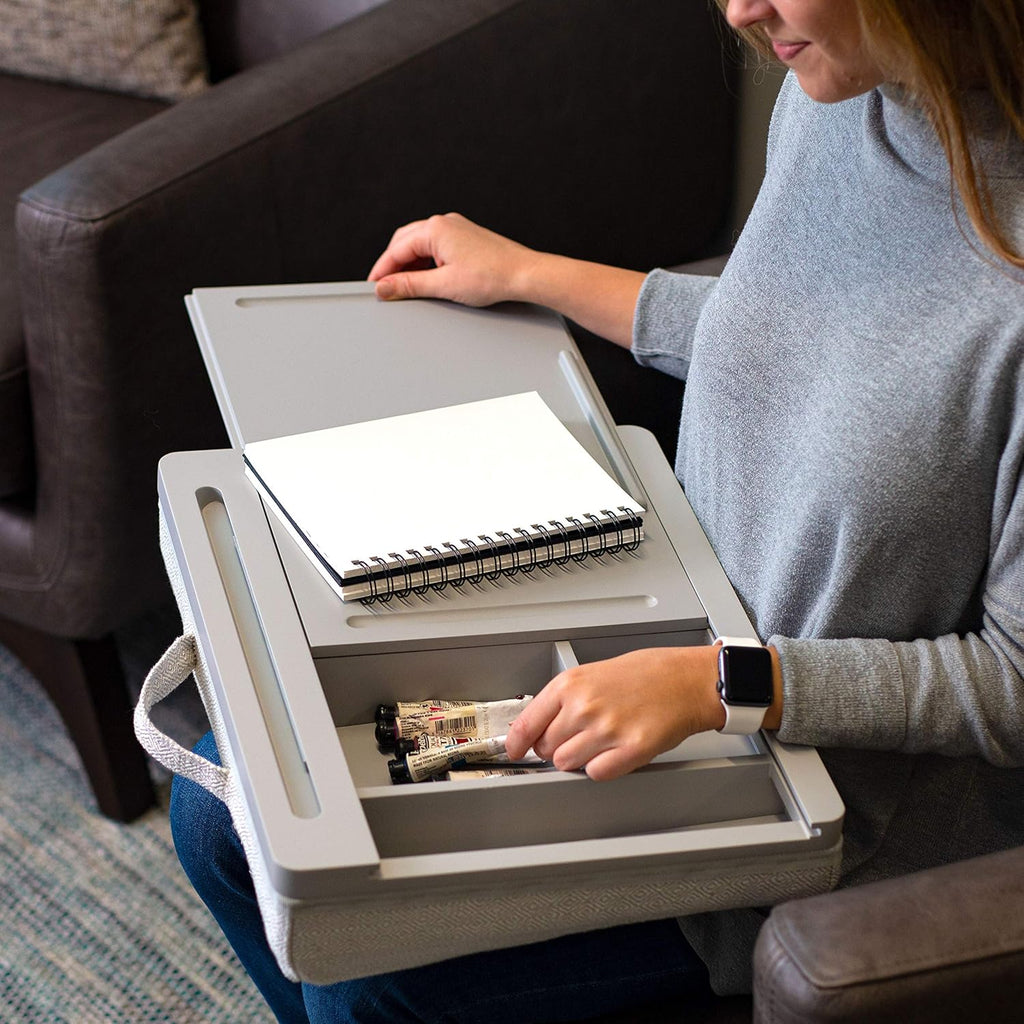 Calming Gray Storage Lap Desk with Sliding Lid, Pack of 2 M77719
