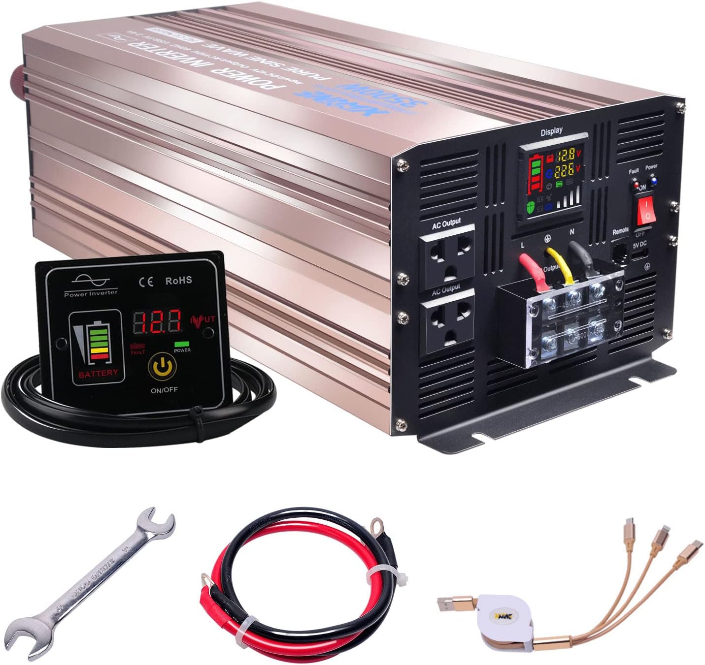 4000 Watts Pure Sine Wave Power Inverter with Remote Control and LED Display N450