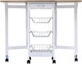 White 5 in 1 Kitchen Island with 3 Spice Rack and 1 Drawer O127214