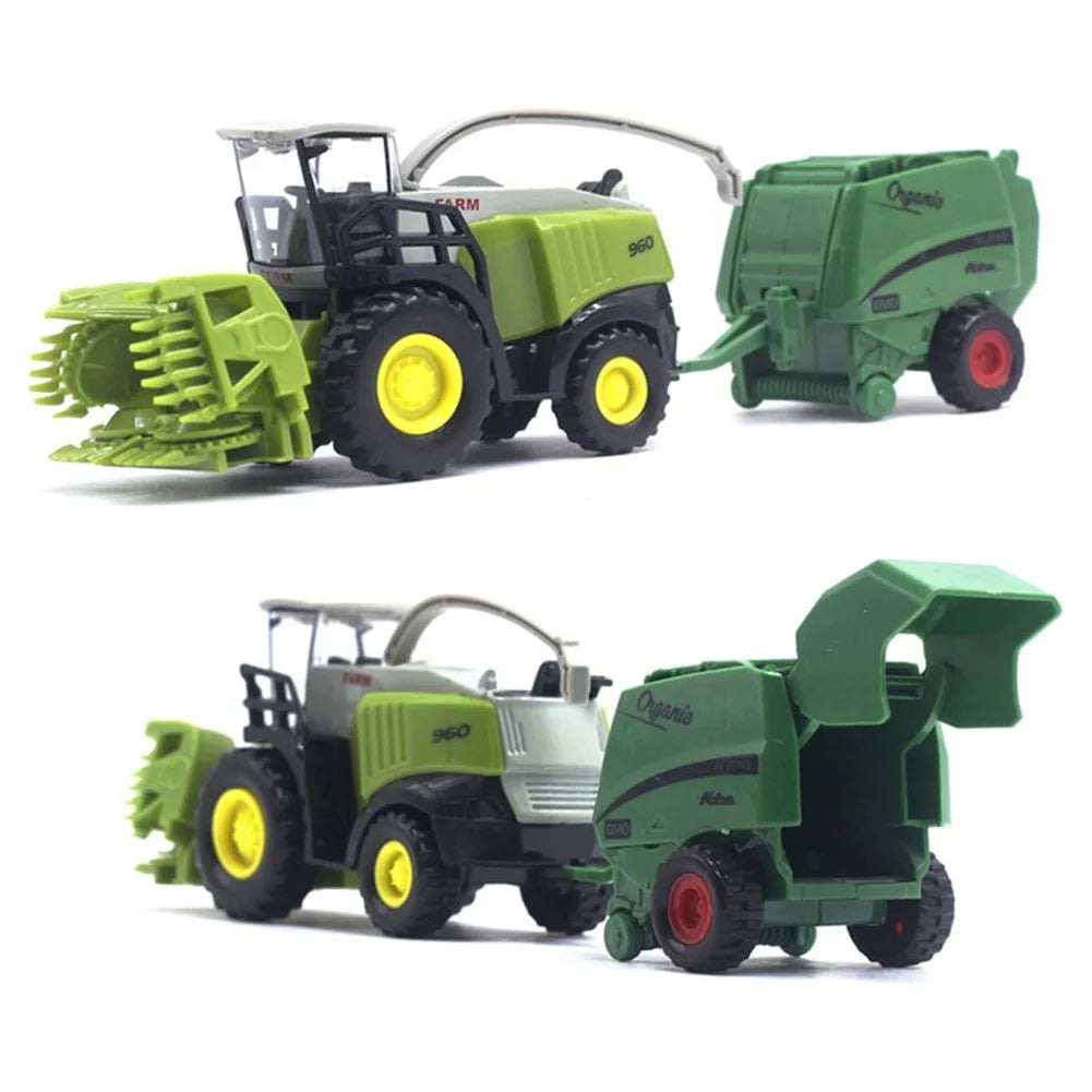 2Pcs 1/42 Diecast Tractor Harvester Farm Vehicle Car Model Toy D21105