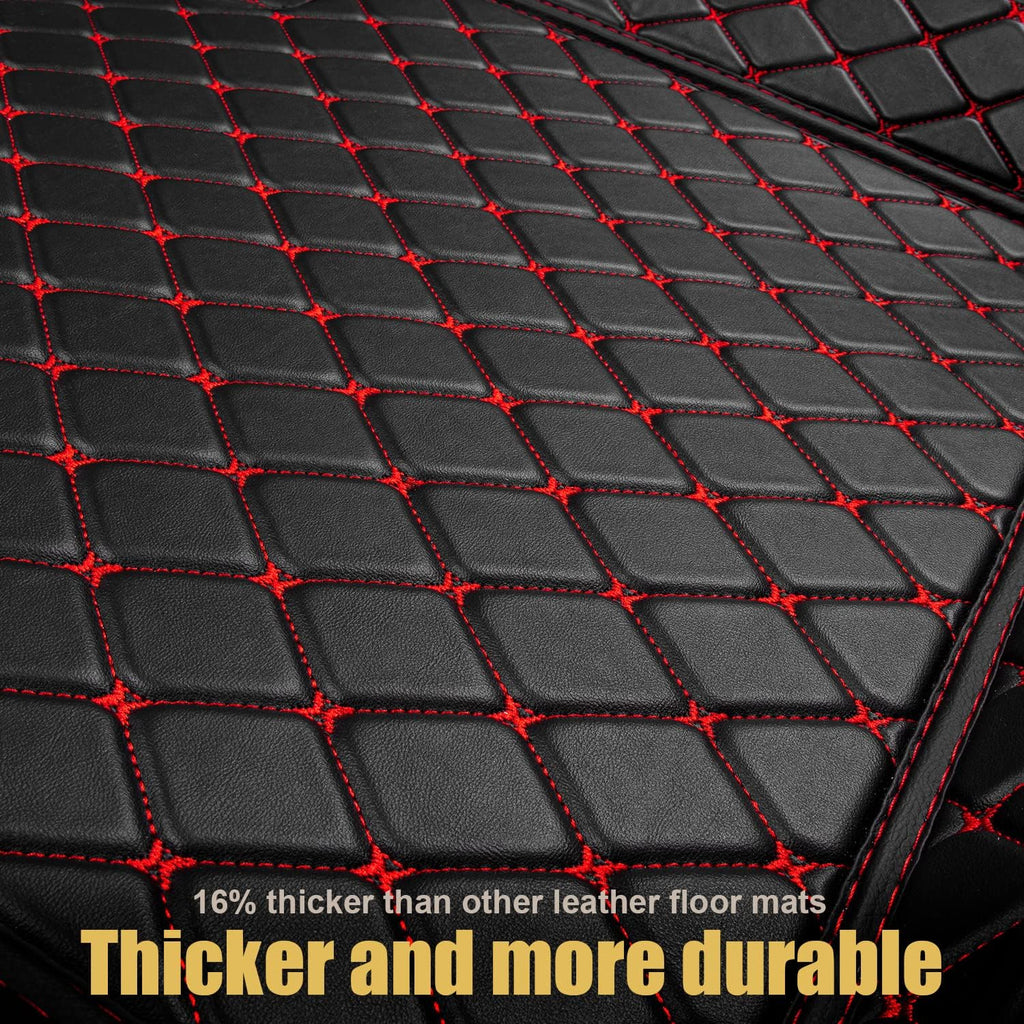Leather Car Floor Mats Custom Fit (1st & 2nd Row Black) E510