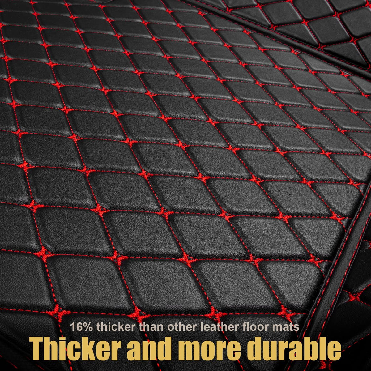 Leather Car Floor Mats Custom Fit (1st & 2nd Row Black) E510
