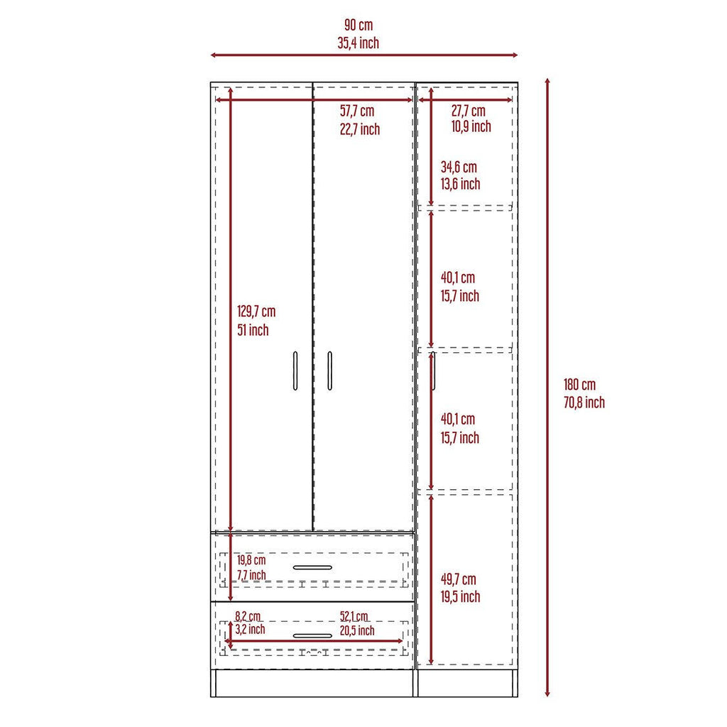 3 Door Armoire Espresso F1701