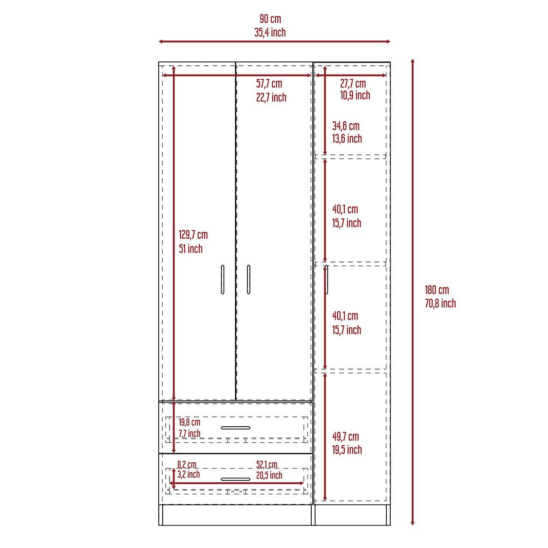 3 Door Armoire Espresso F1701