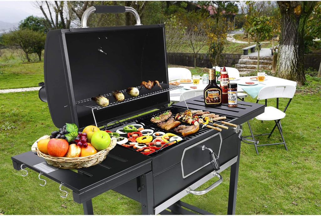 30-Inch Charcoal Grill BBQ Smoker Black J93735