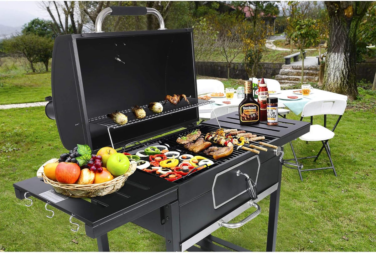 30-Inch Charcoal Grill BBQ Smoker Black J93735