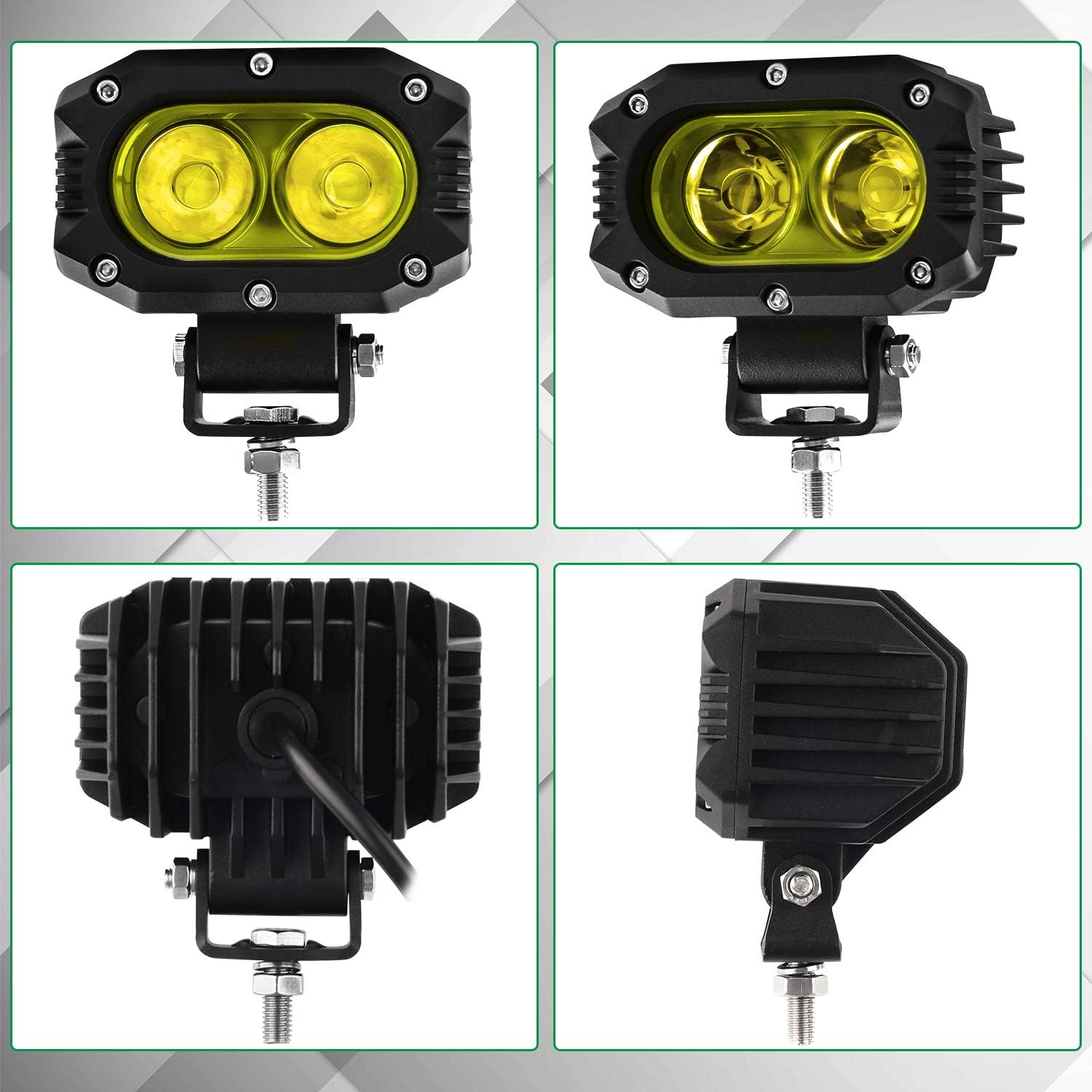 Yellow LED Fog Lights 2PCS Work Light Pods A7577