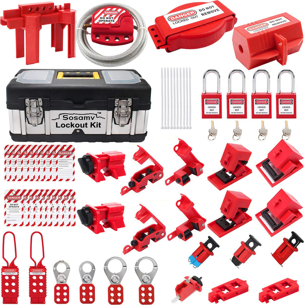 Lockout Tagout Kit with 47 Component Safety Padlocks U18905