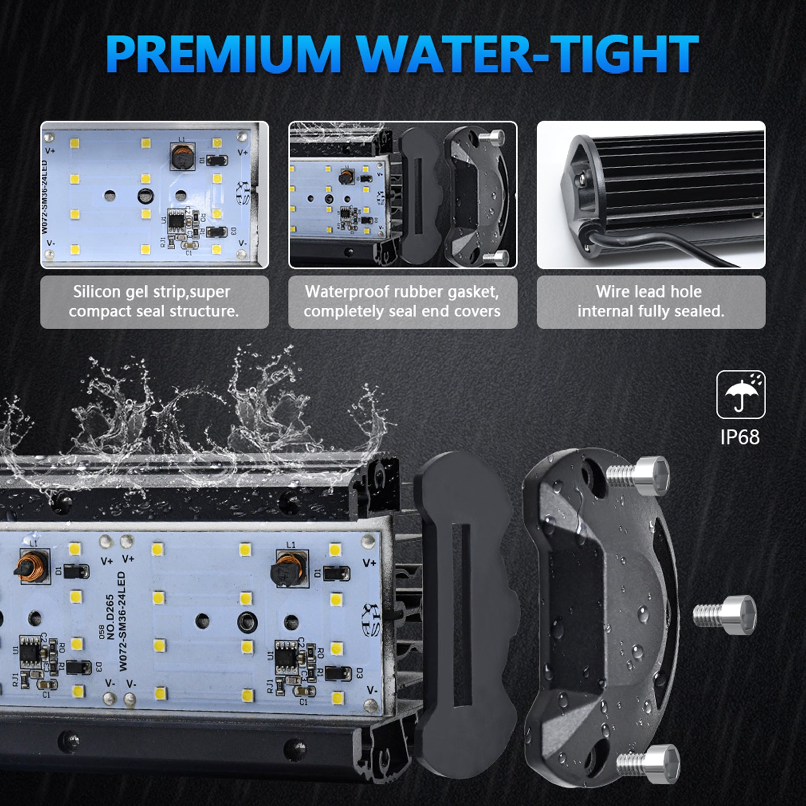 7 inch LED Work Light Bar Pod, Dual Color, Spot Flood Combo M191