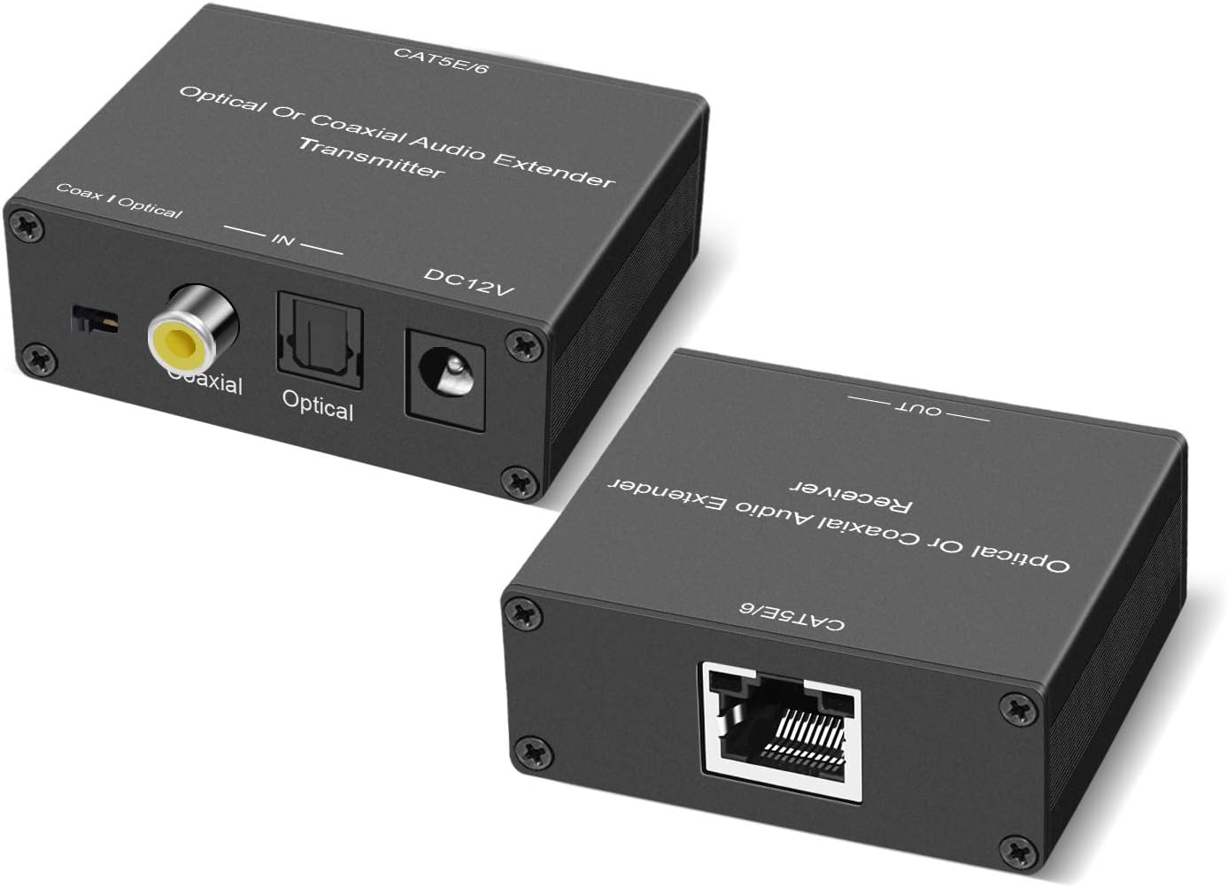 Digital Optical/Coaxial Audio Extender/Converter over Cat5e/6 Cable up to 500’ Z7646