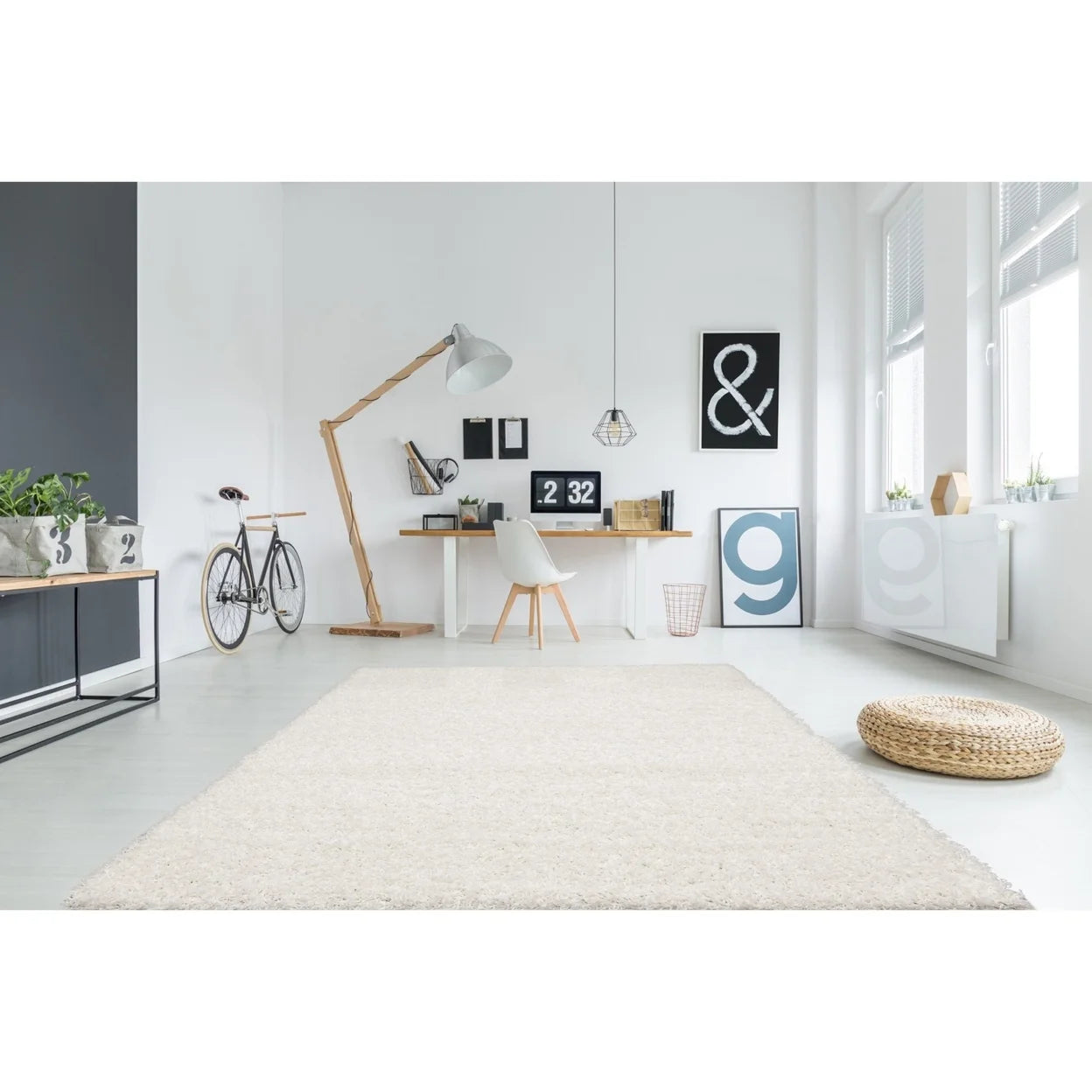 White Shag 5' X 7' Rectangular Rug Z488762