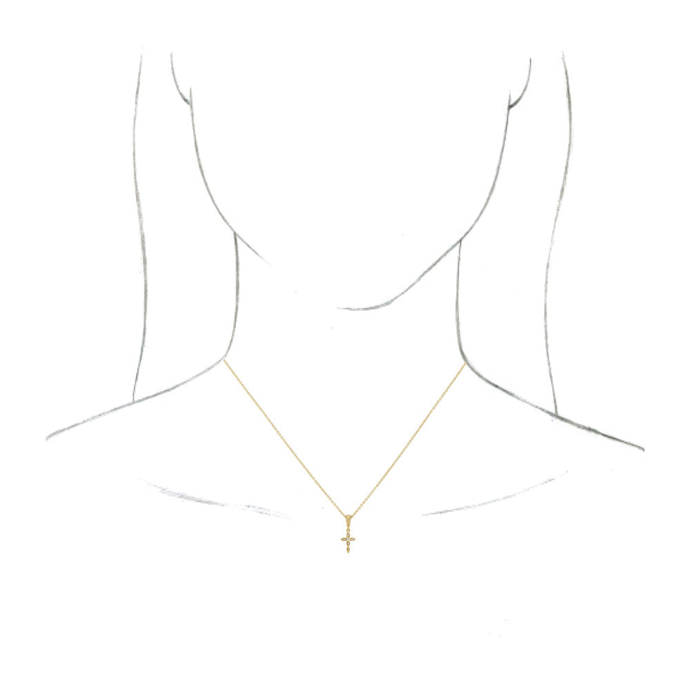 14K Yellow Gold Diamond Cross Necklace D9366