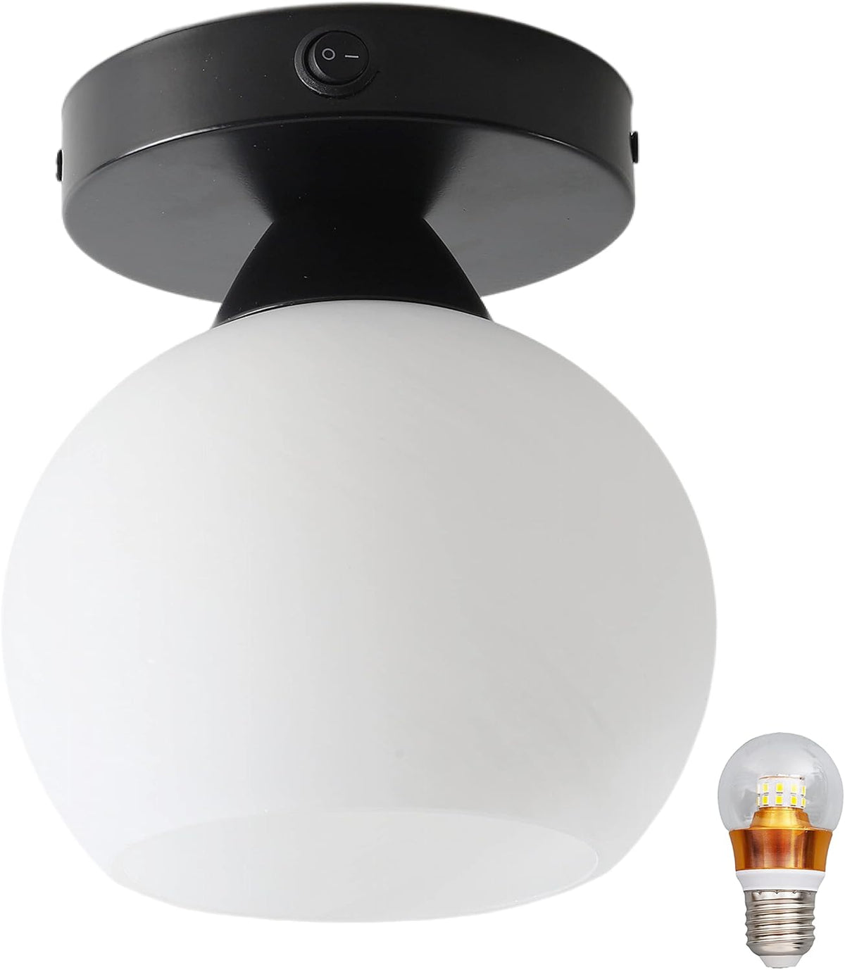 12V RV LED Dome Light with On&Off Switch, Clear Glass Lens W821