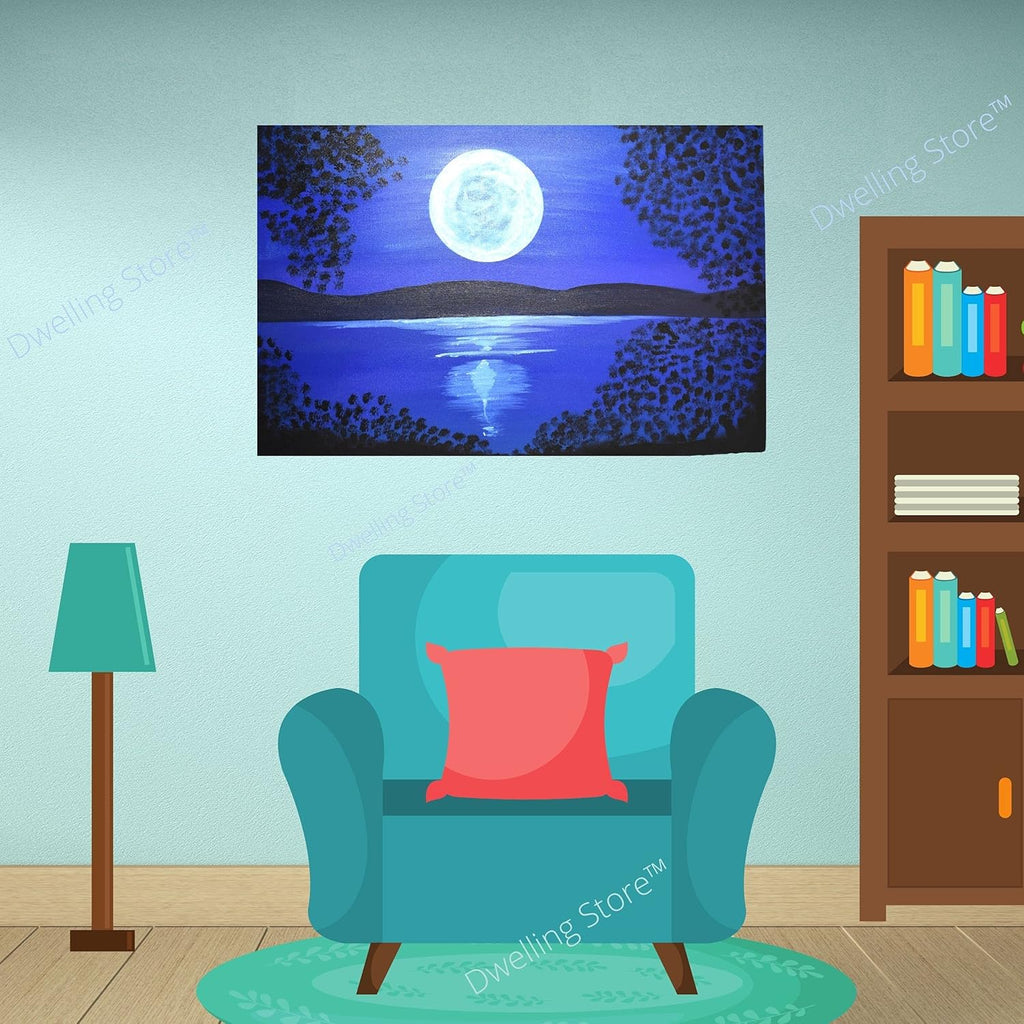 Canvas Wall Art Moon Picture Painting 36x24 Inches P722