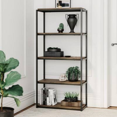 Dark Rustic Oak Bookcase S464