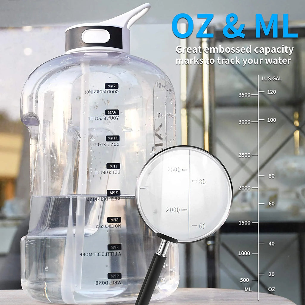 128 Oz Water Bottle with Straw and Time Marker, BPA Free P335