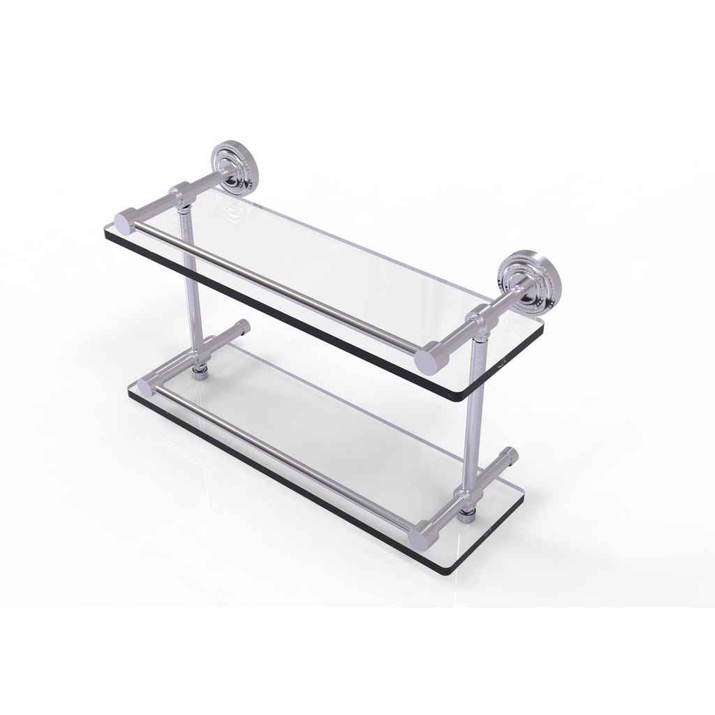 Double Glass Shelf with Gallery Rail - Satin Chrome - 16 inch X774749