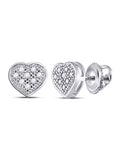 10kt White Gold Diamond Heart Cluster Earrings 1/20 Cttw D63397