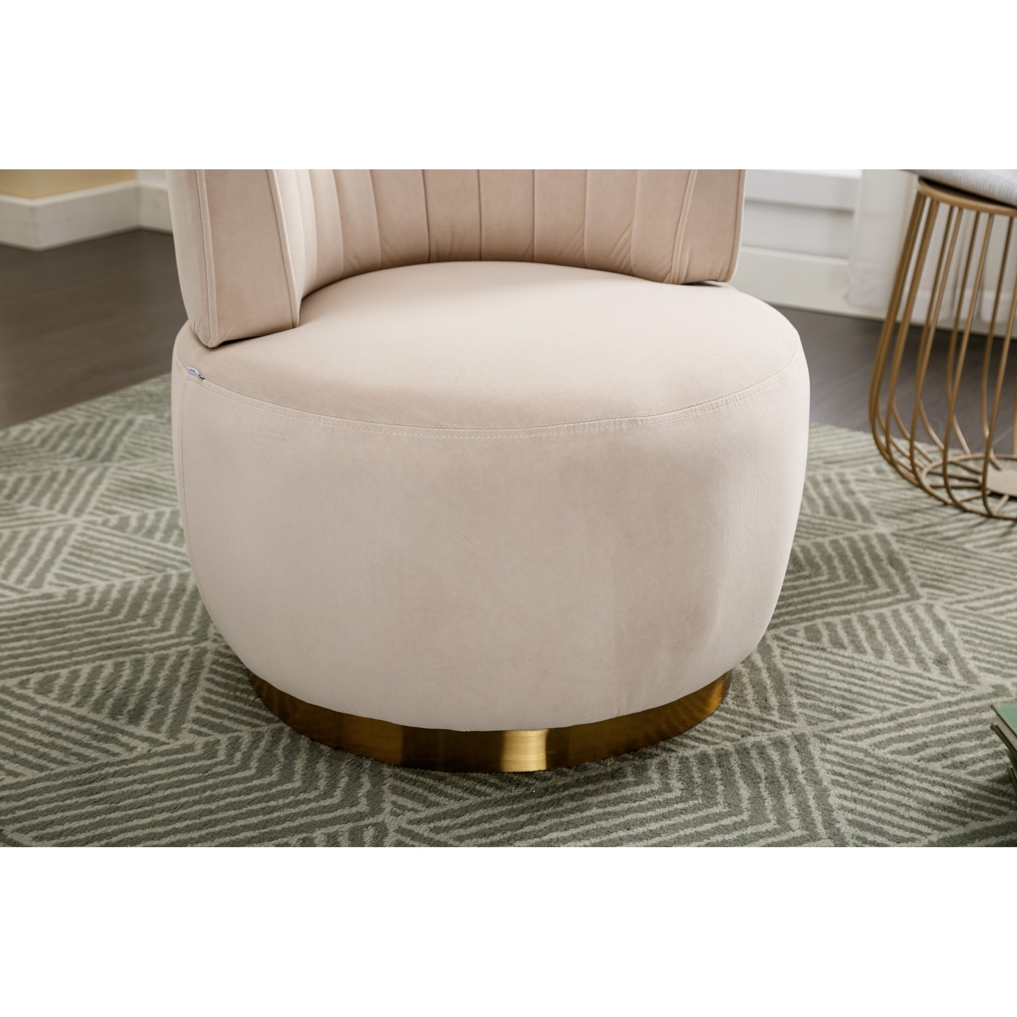 Velvet Swivel Barrel Accent Sofa Chair N6583