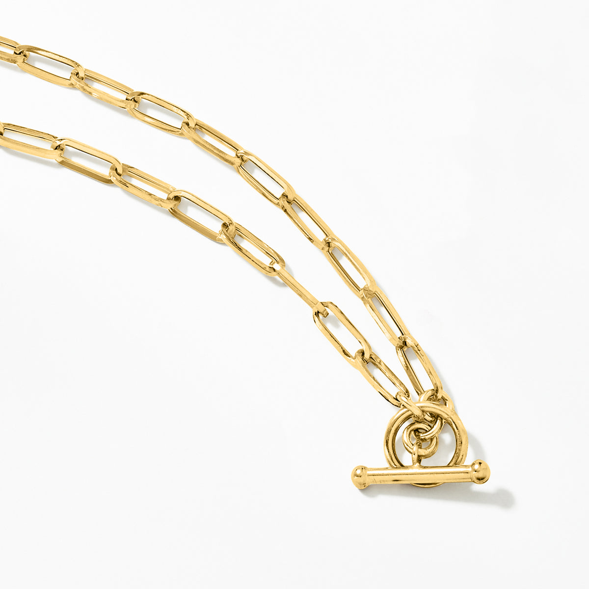 Italian 14kt Yellow Gold Paper Clip Link Toggle Necklace F2531