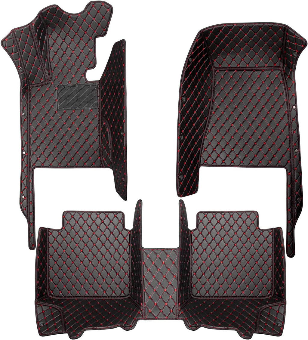 Leather Car Floor Mats Custom Fit (1st & 2nd Row Black) E510