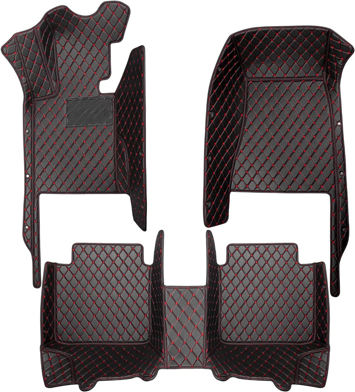 Leather Car Floor Mats Custom Fit (1st & 2nd Row Black) E510
