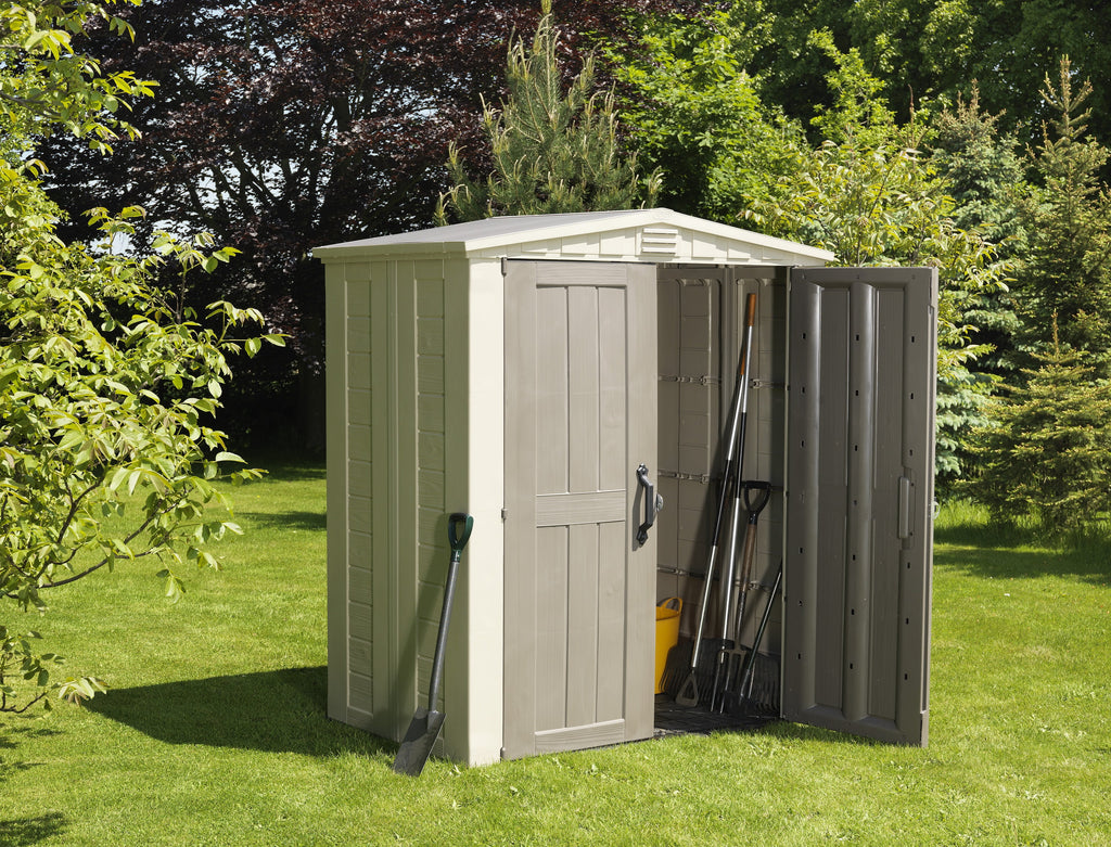 Beige and Taupe Outdoor Resin Shed L3366