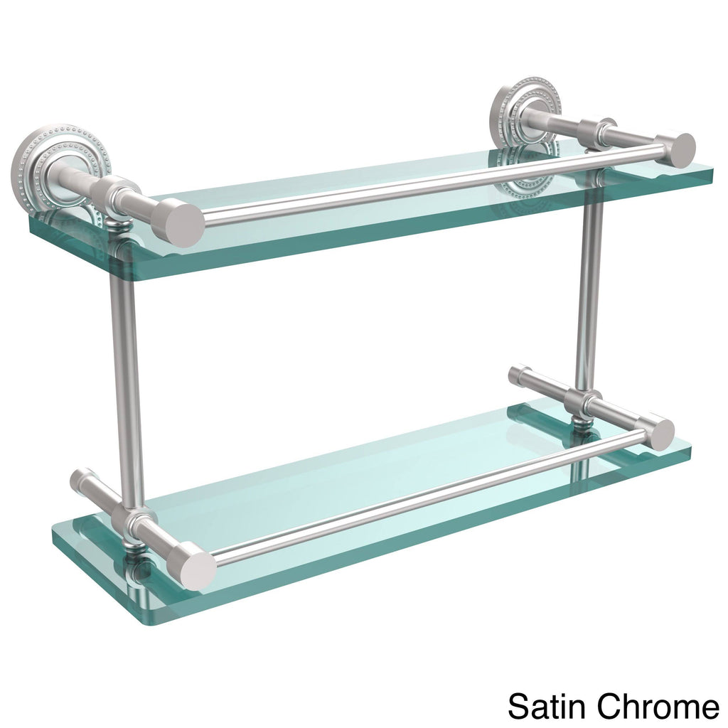 Double Glass Shelf with Gallery Rail - Satin Chrome - 16 inch X774749