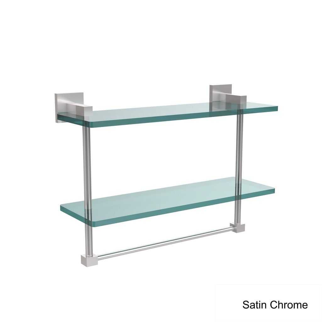 16 in. Two Tiered Glass Shelf with Integrated Towel Bar M315
