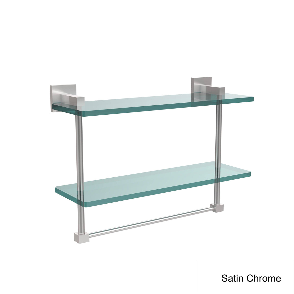 16 in. Two Tiered Glass Shelf with Integrated Towel Bar M315