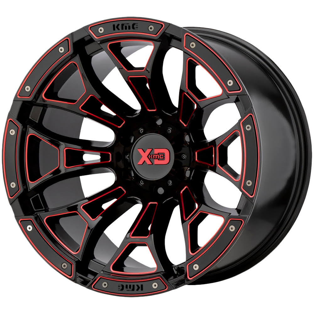 Gloss Black Milled Red Tint 20x10 8x6.5 Wheel F384052