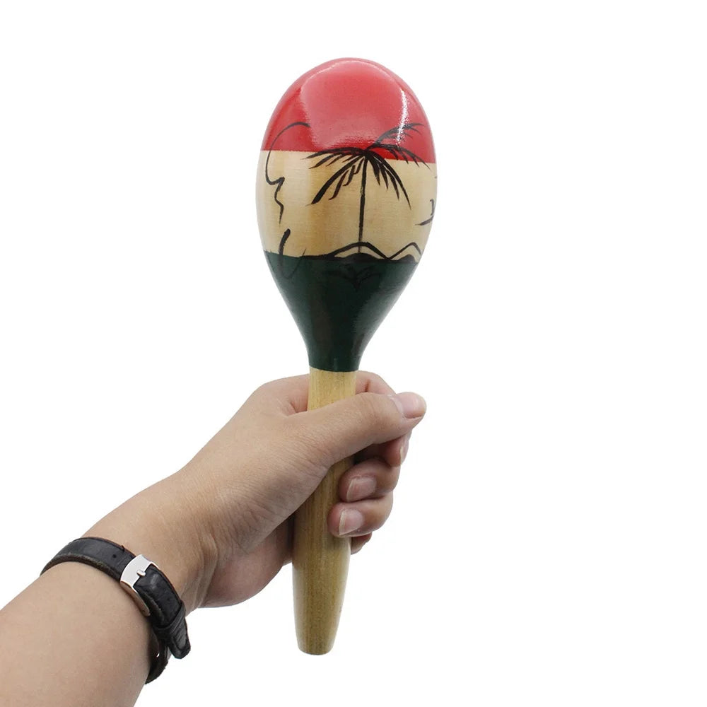 Pair of Wooden Large Maracas Percussion Instrument Musical Toy W462
