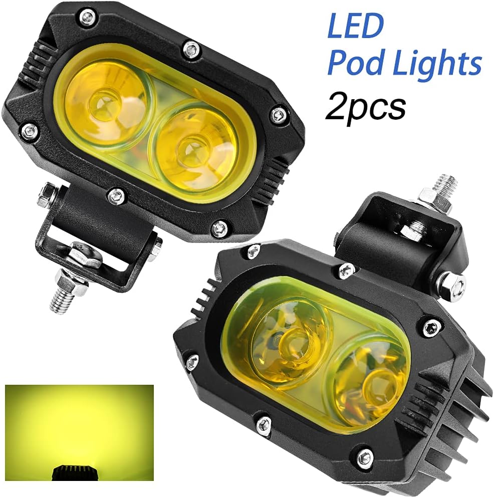 Yellow LED Fog Lights 2PCS Work Light Pods A7577