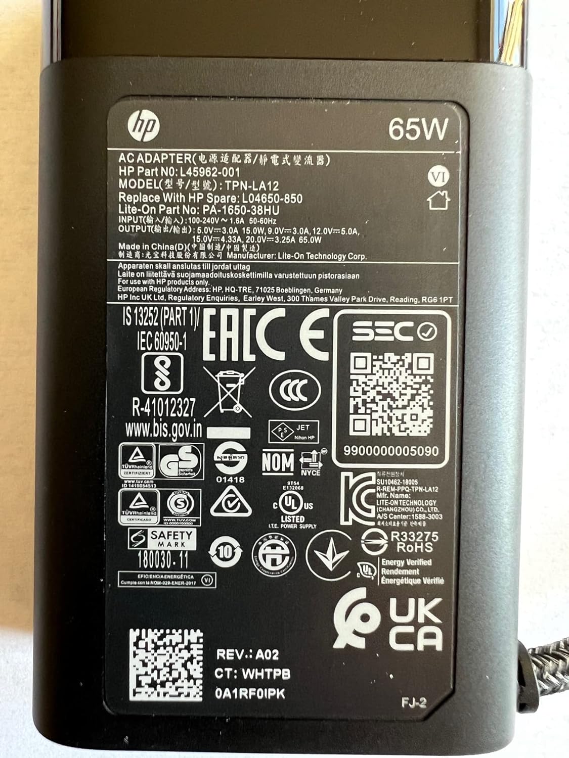 Slim 65W USB C Power Adapter E606466