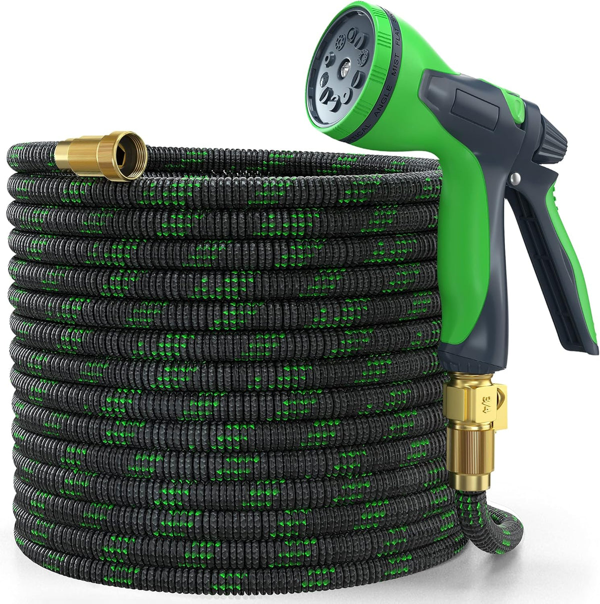 100ft Expandable Garden Hose with 10 Function Nozzle and Solid Brass Fittings B2850