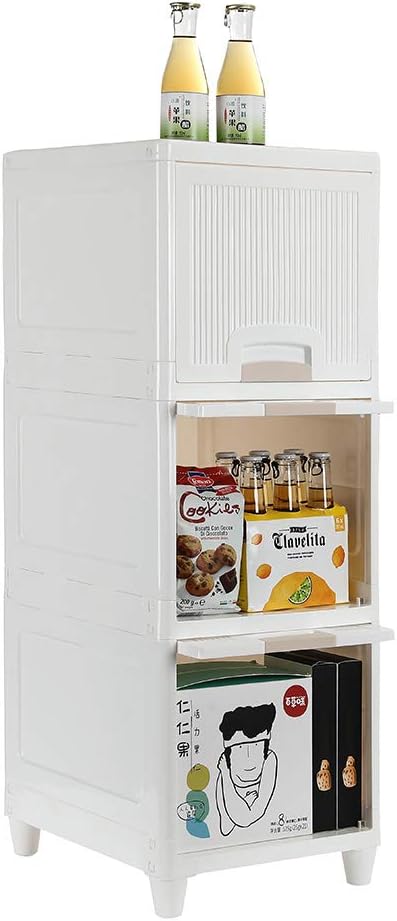 3-Tire Storage Cabinet with 2 Drawers, Pack of 2 J582794