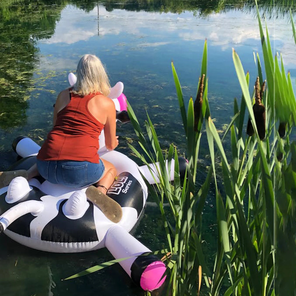 Black/White 2-Person Inflatable Swimming Pool Float B566