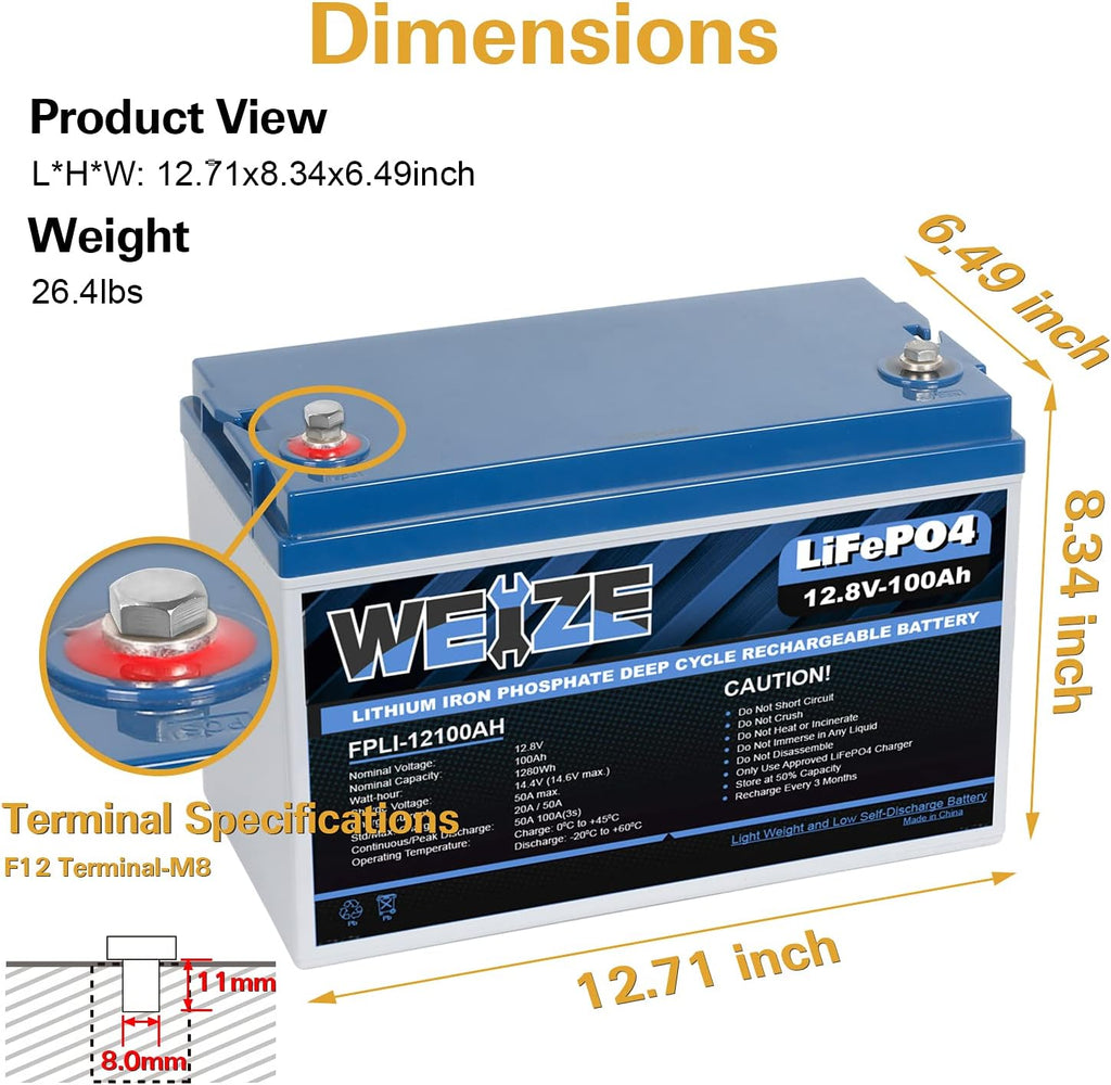 12V 50Ah LiFePO4 Lithium Battery with Smart BMS E19810