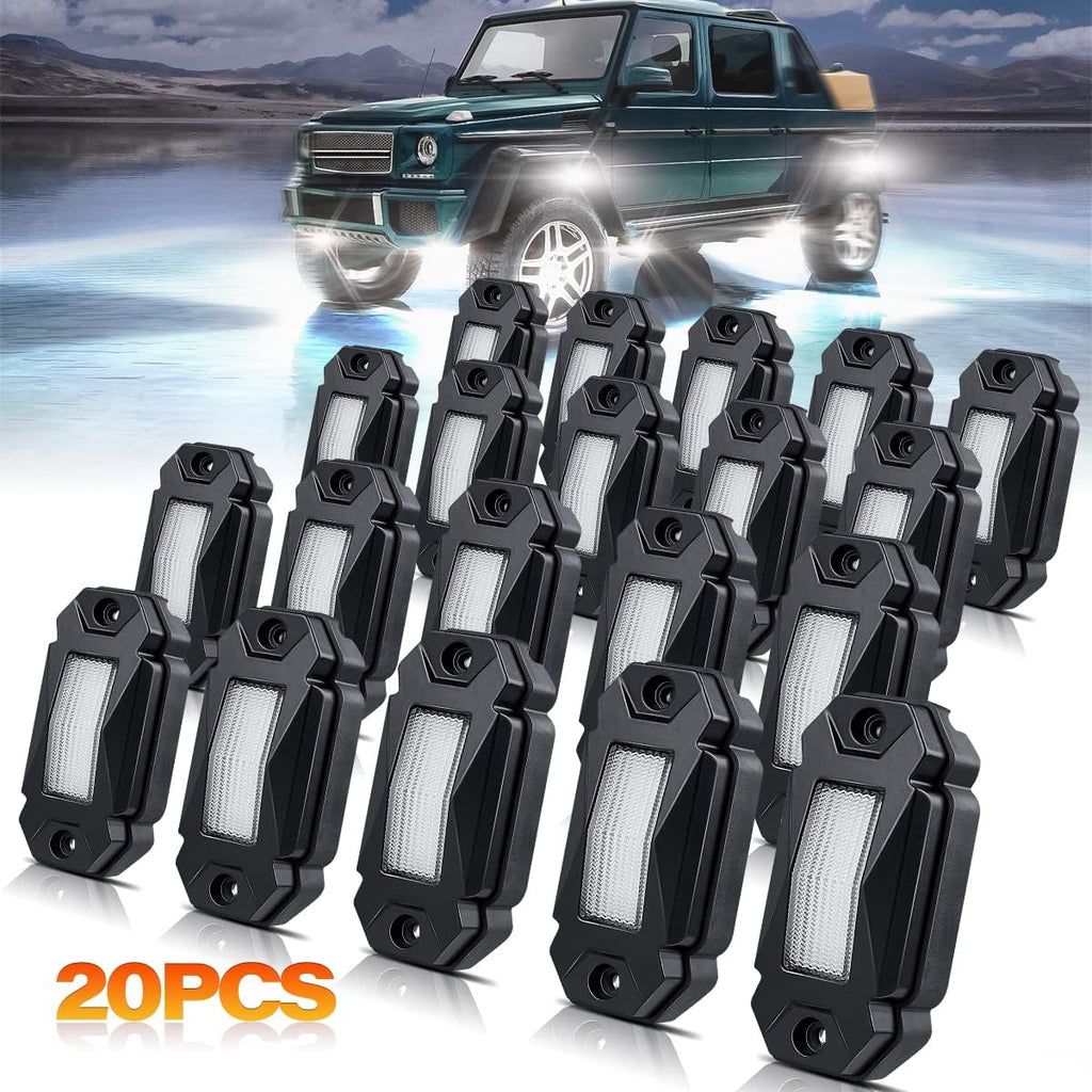 White 20Pods LED Rock Lights for Truck Boat Exterior Z479