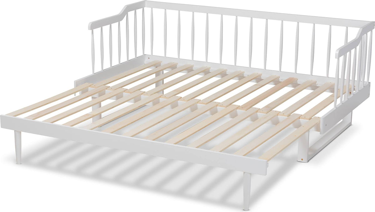 White Finished Wood Expandable Twin Size to King Size Spindle Daybed A85281
