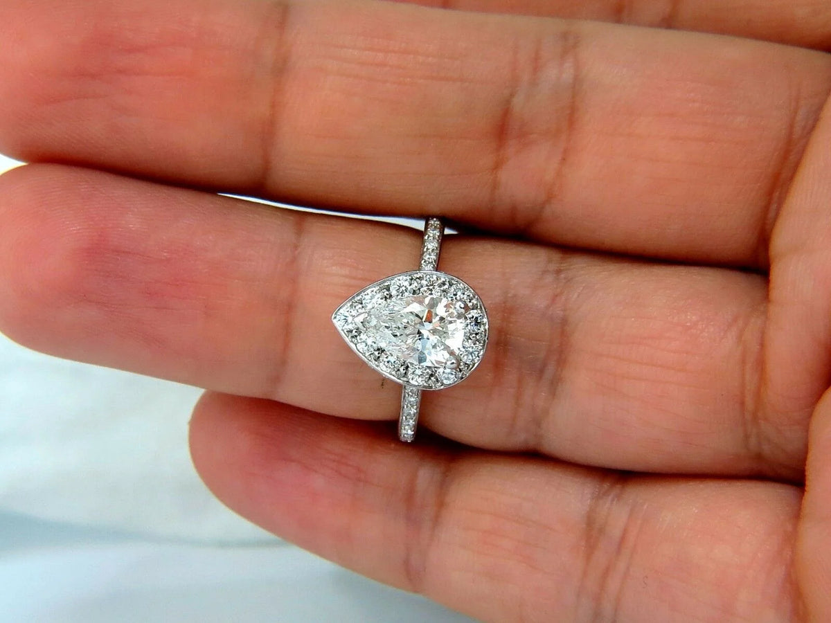 1.15ct Pear Shape Diamond Ring with 1.00ct Round Accents Platinum R3965