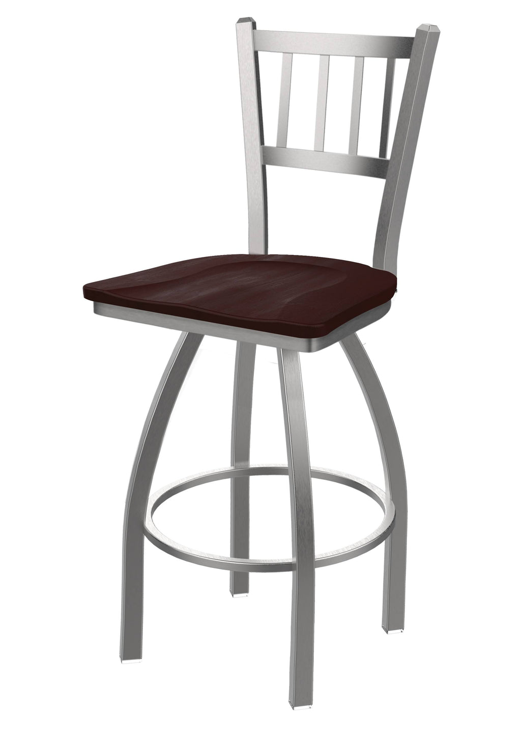 Swivel Counter Stool with Stainless Finish and Dark Cherry Maple Seat M576679