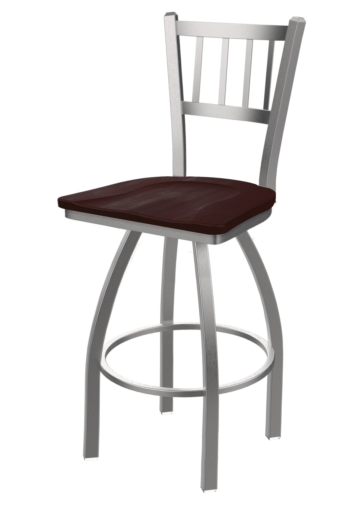Swivel Counter Stool with Stainless Finish and Dark Cherry Maple Seat M576679