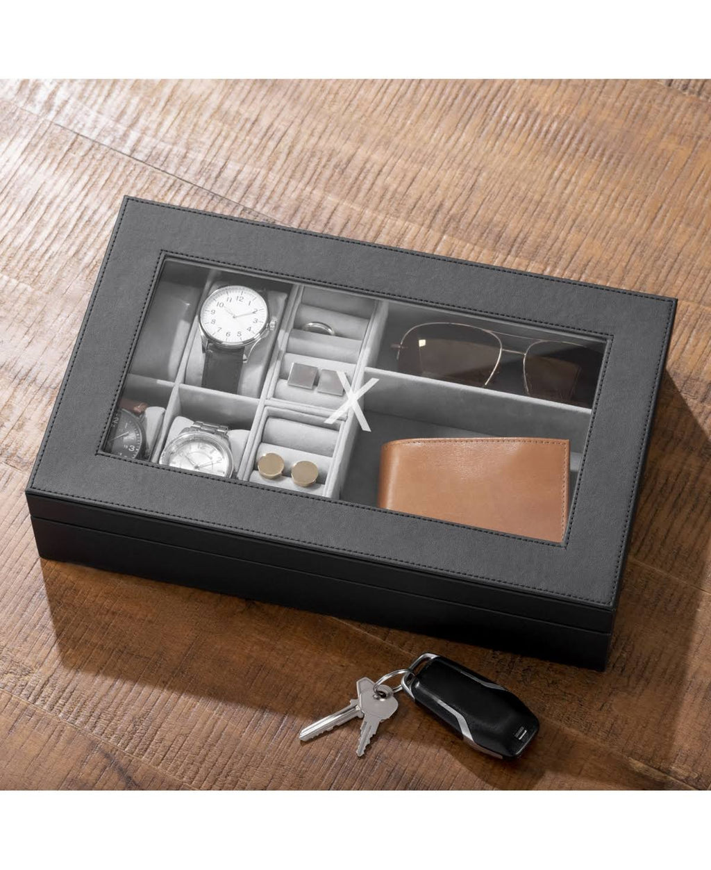 Black Vegan Leather Valet Box C78101